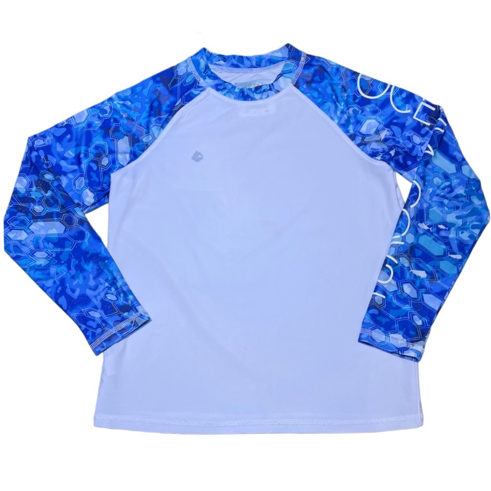 Ocean + Coast Blue and White Long Sleeve Rash Guard